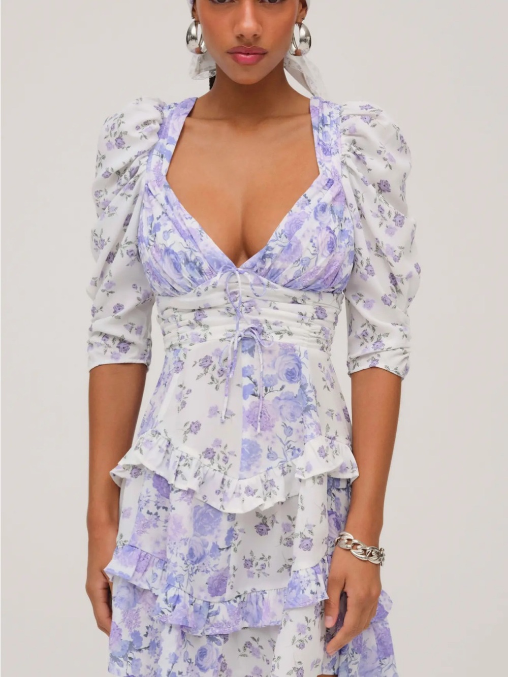 Rosalyn Print Ruffle Puff Sleeve Minidress